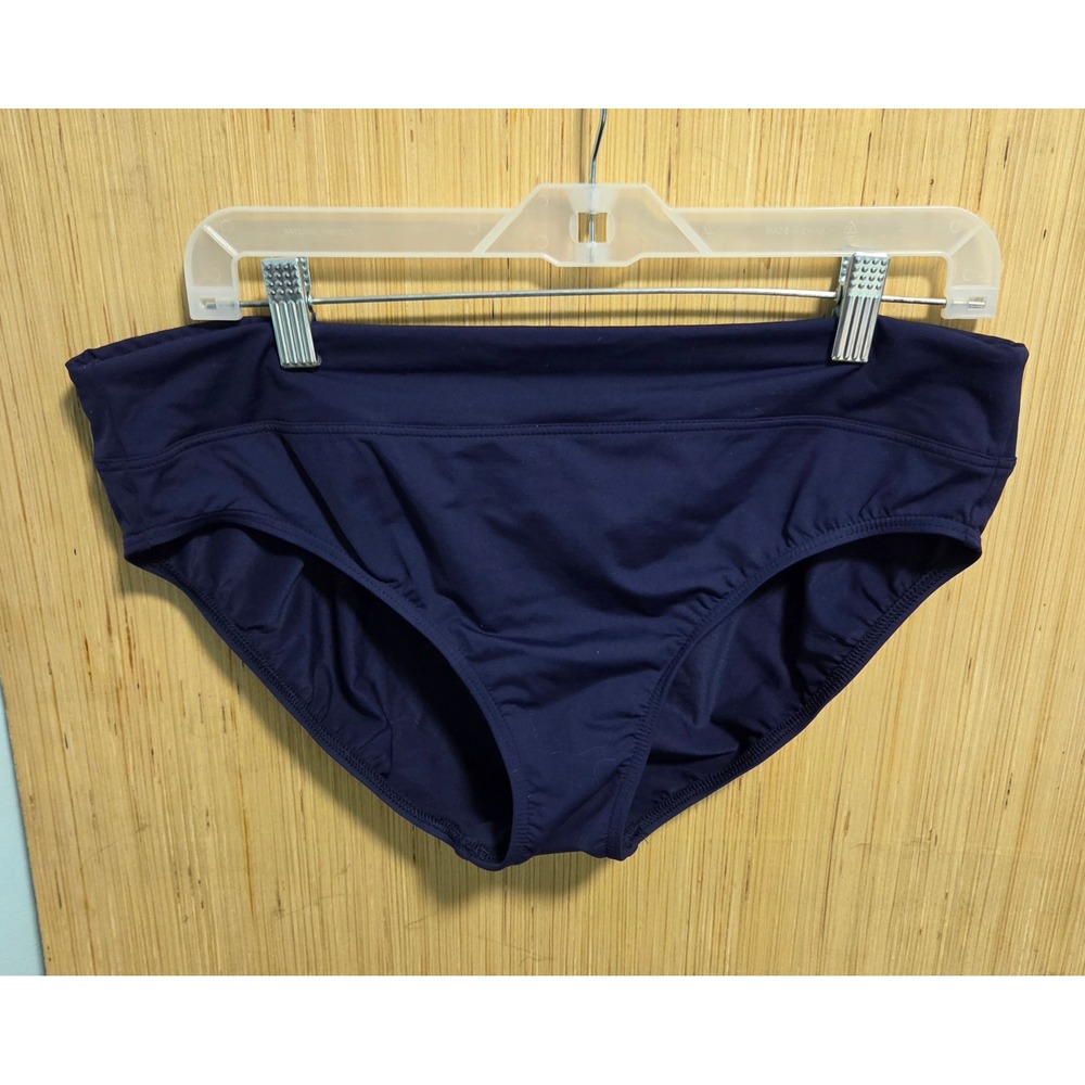 Lands' End Size 14 Womens‎ Navy Blue Mid Rise Bikini Swim Bottoms